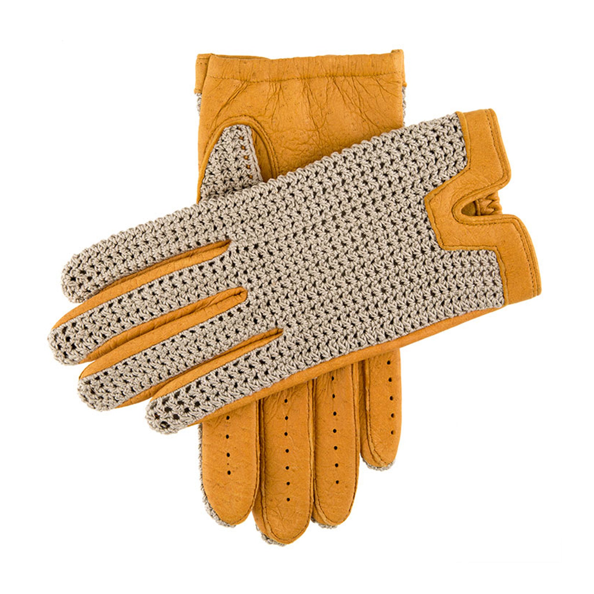 Burghley | Men's Crochet Back Peccary Leather Gloves | Dents