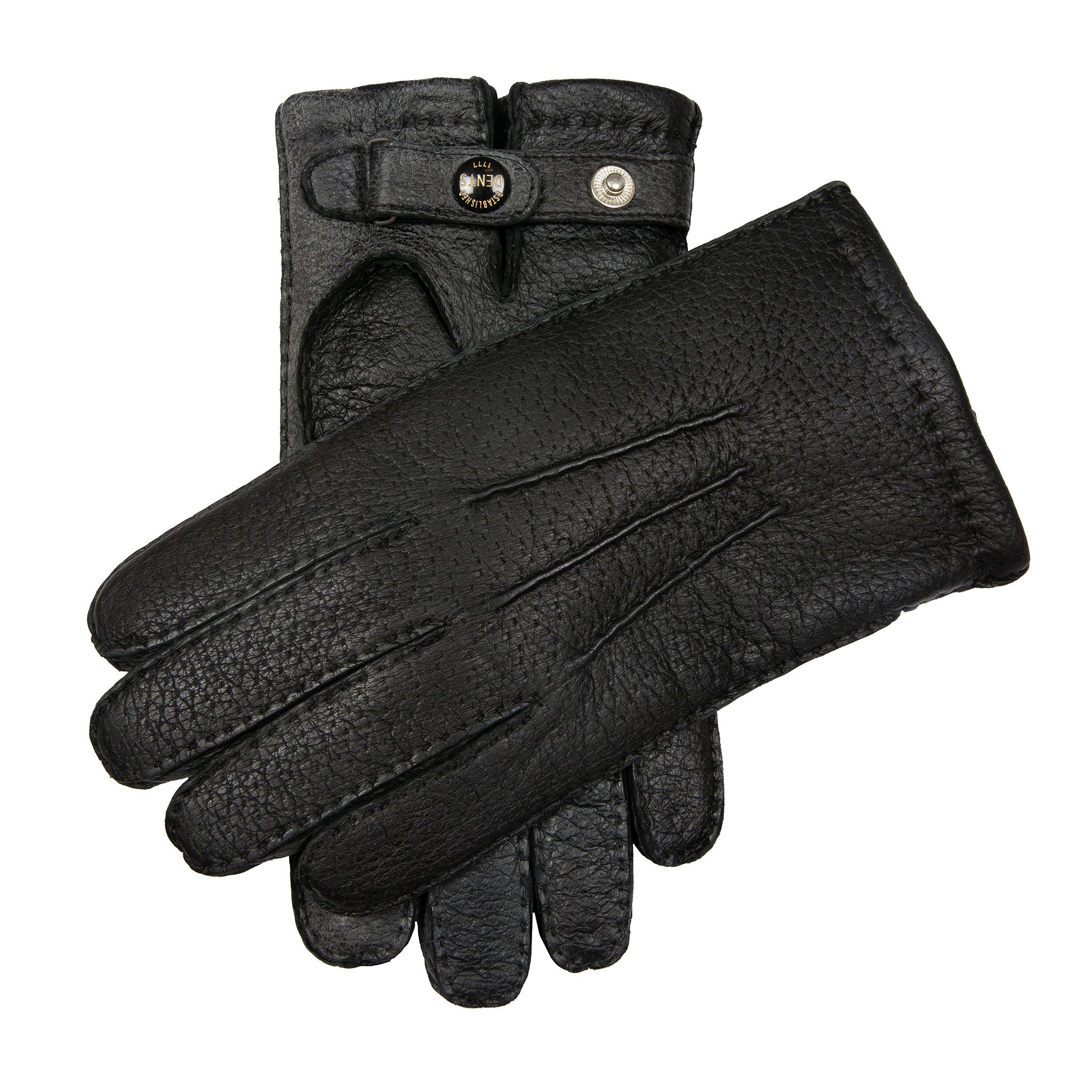 Men s Heritage Handsewn Three Point Fur Lined Peccary Leather Gloves Dents