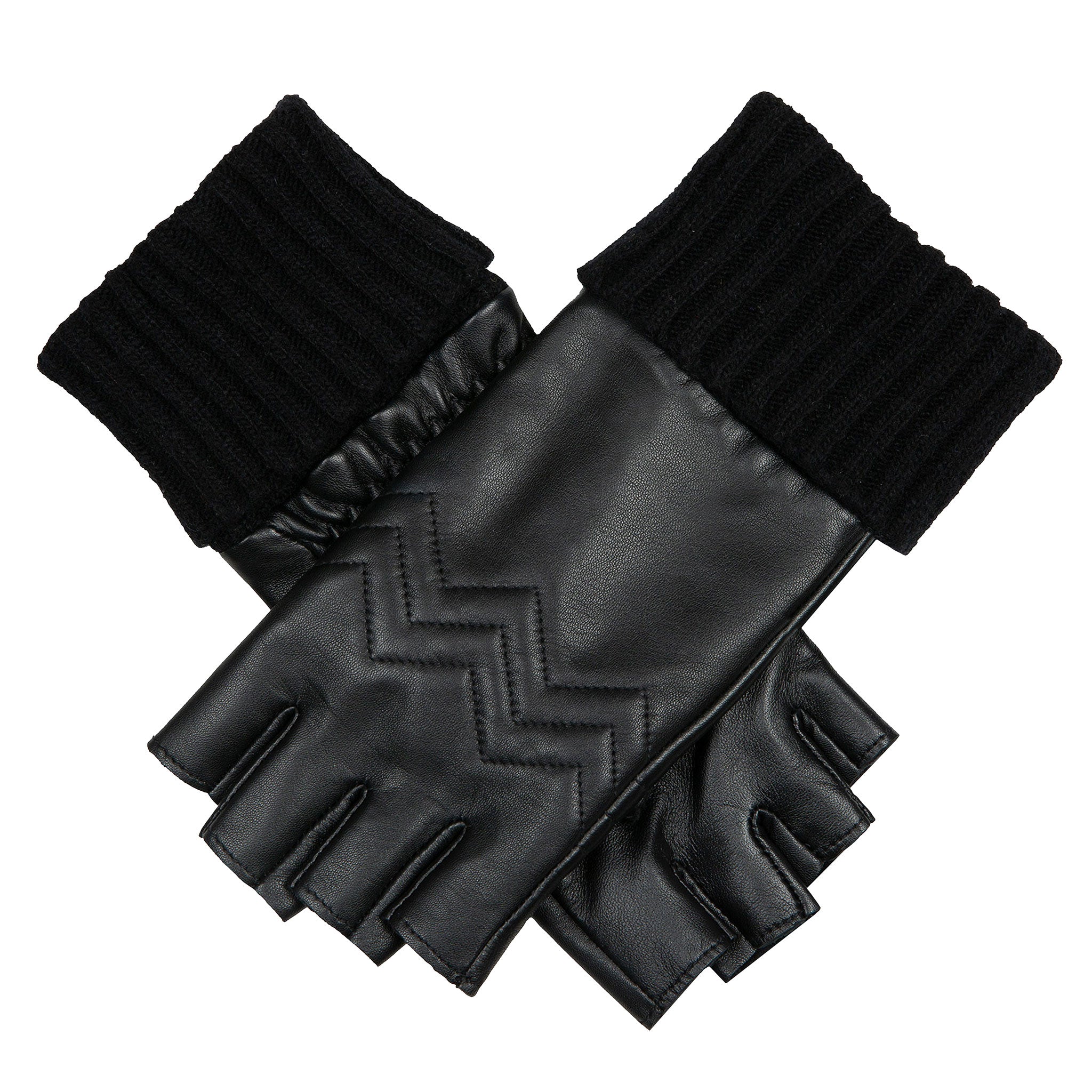 Designer silk gloves outlet black white long zig zag