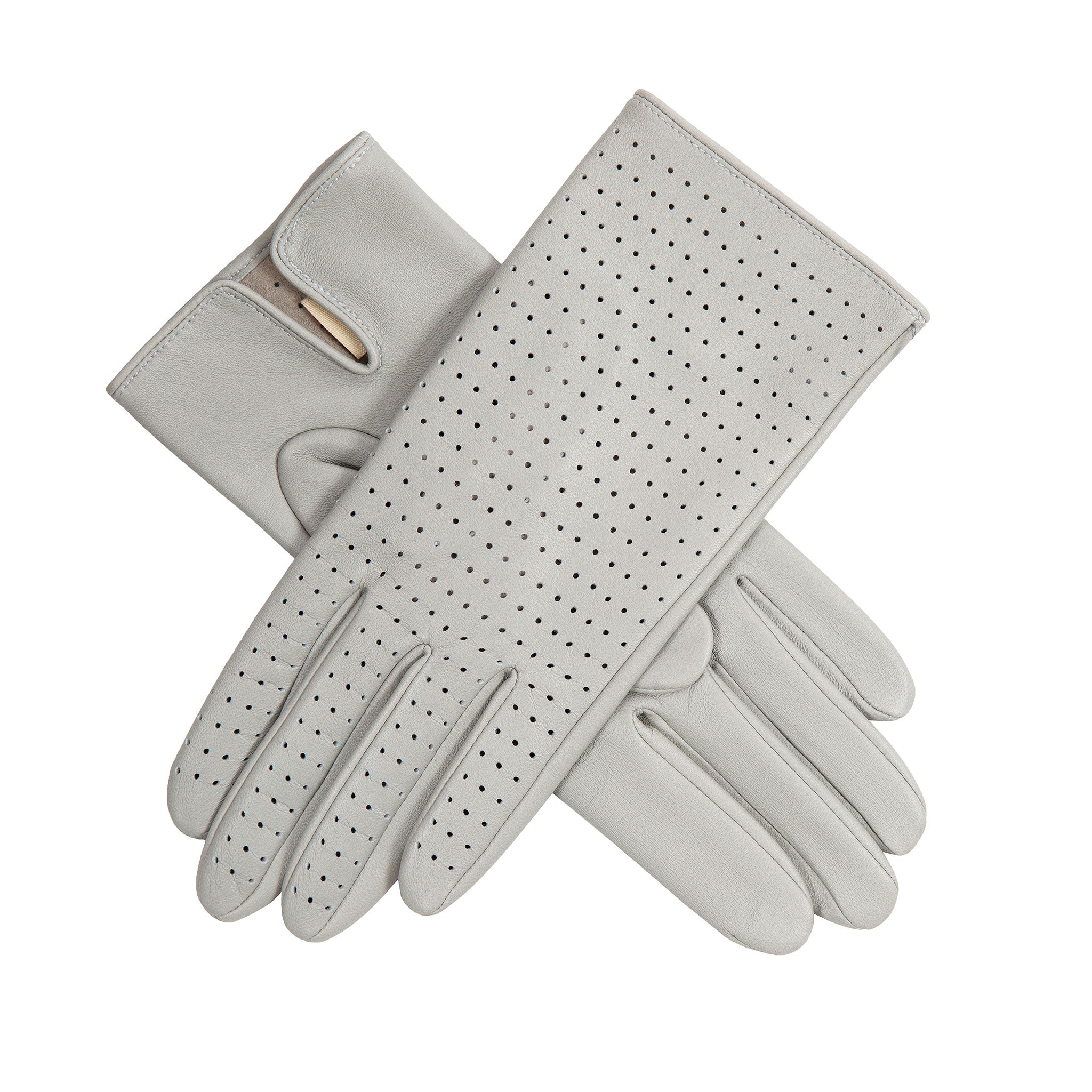 Womens light shop grey leather gloves