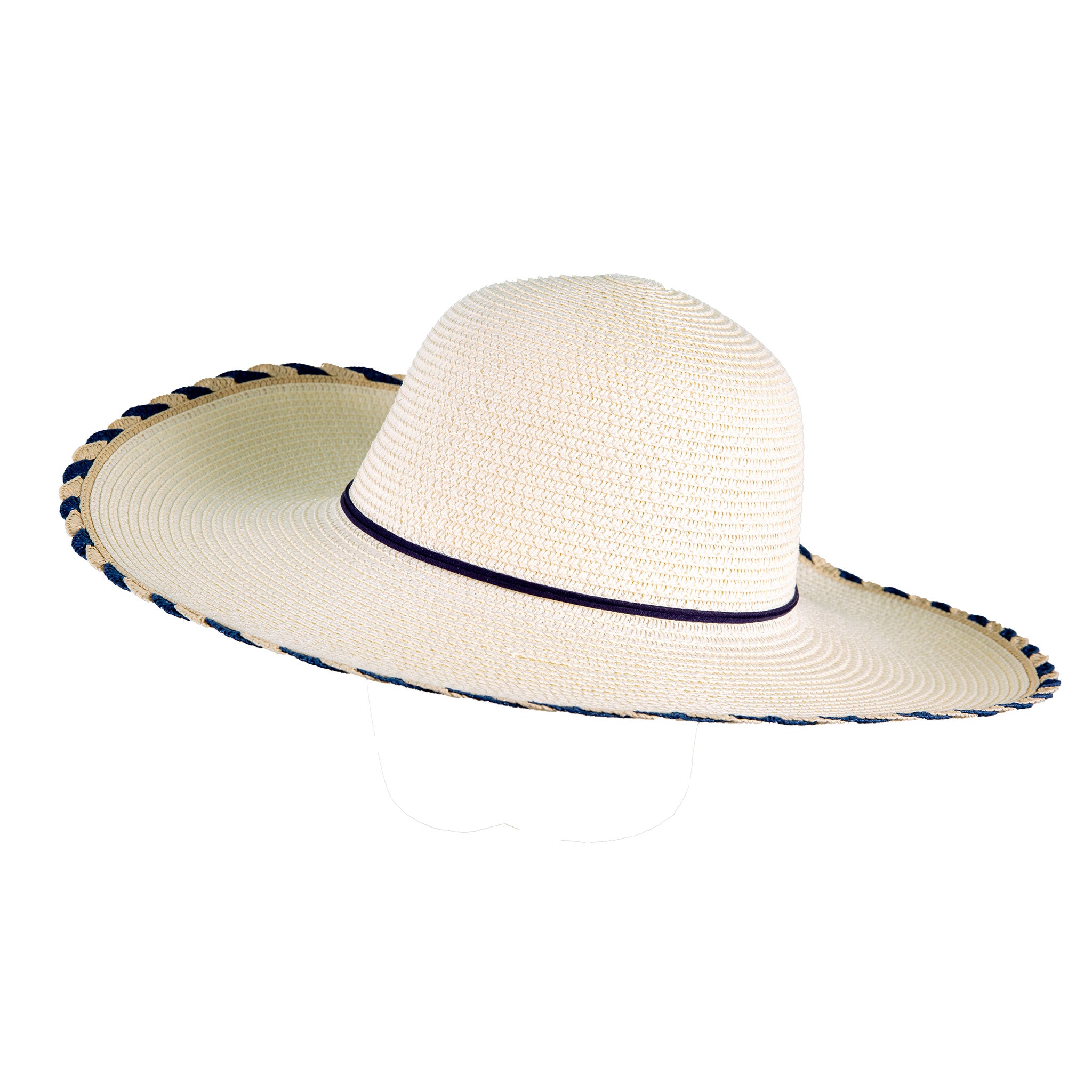 Women s Straw Sun Hat with Two Tone Scalloped Edge Dents