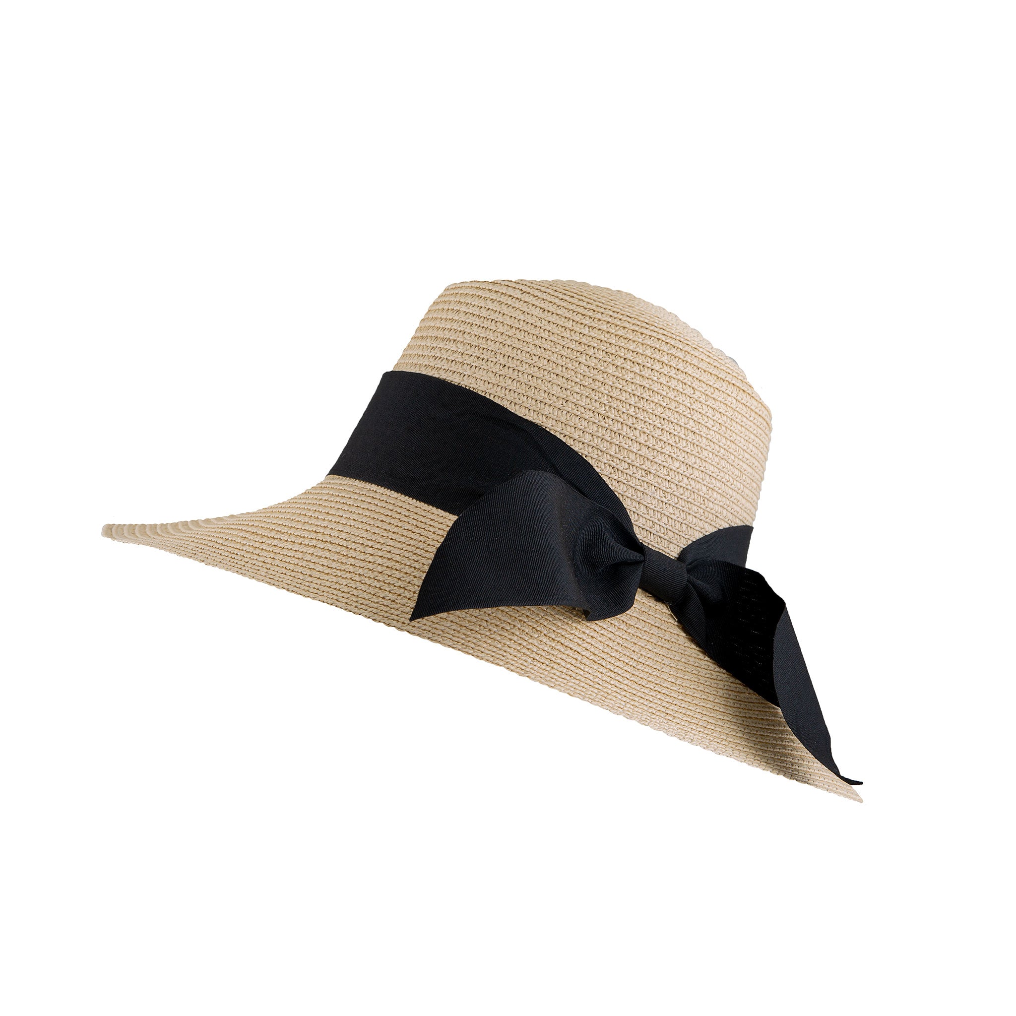 Women s Ivory Straw Sun Hat with Ribbon Bow Dents