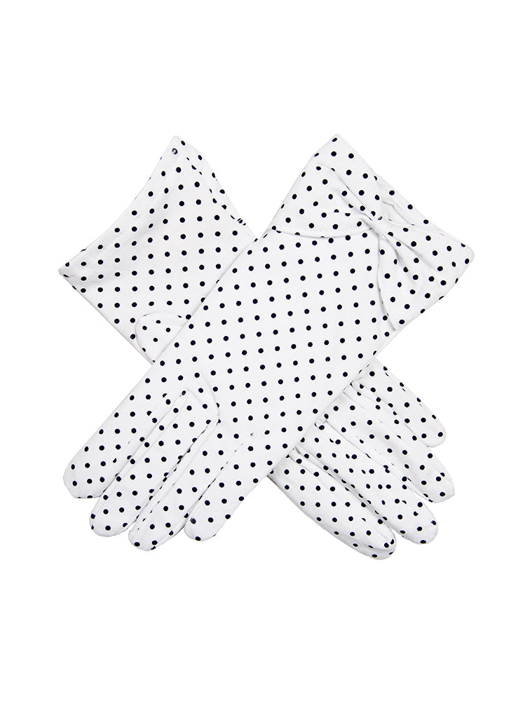 Women s Spotted Cotton Gloves with Cuff Bow