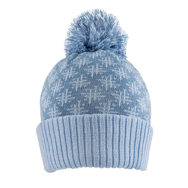 Women's Jacquard Knitted Bobble Hat with Hash Symbol Pattern | Dents