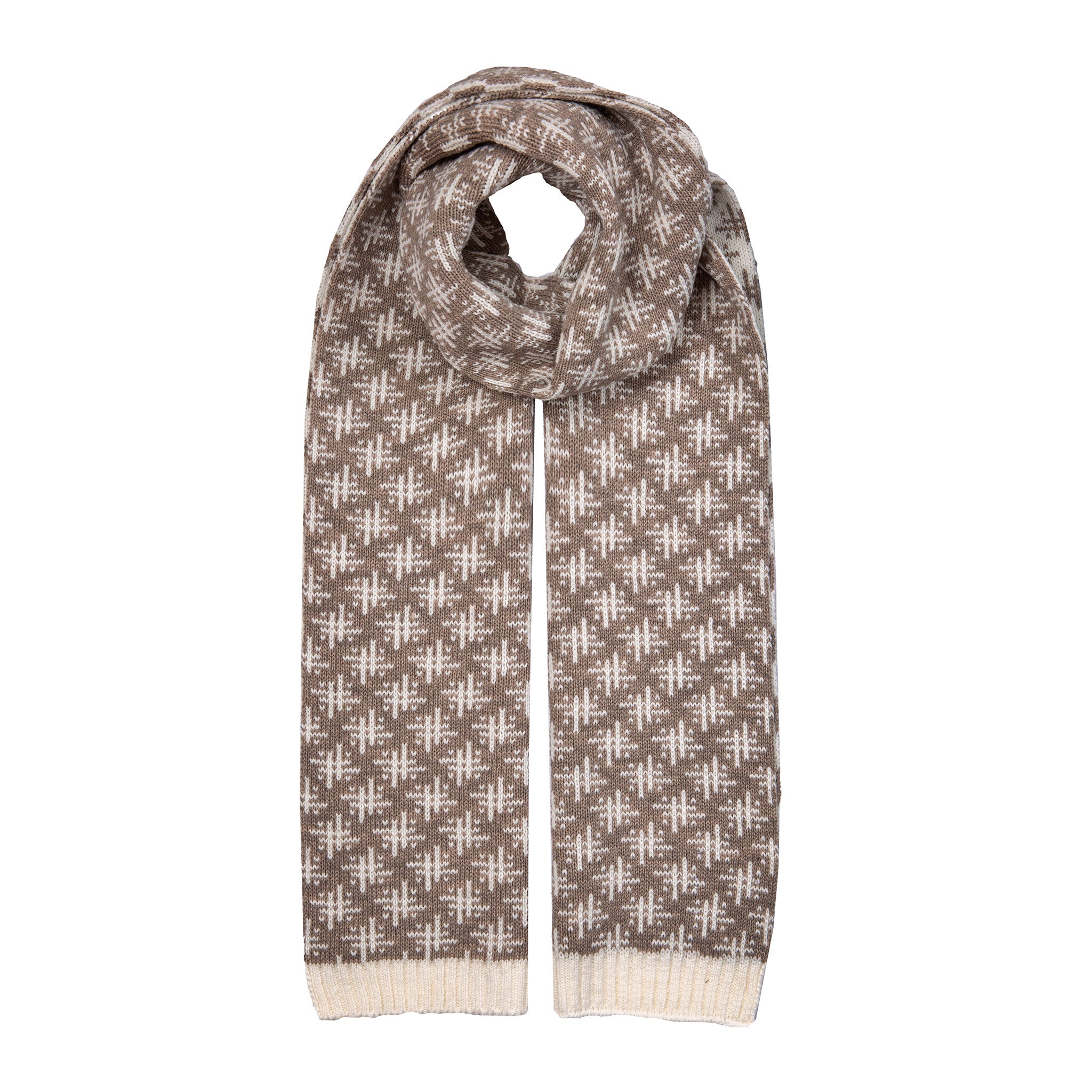 Women's Jacquard Knitted Scarf with Reversible Hash Symbol Pattern