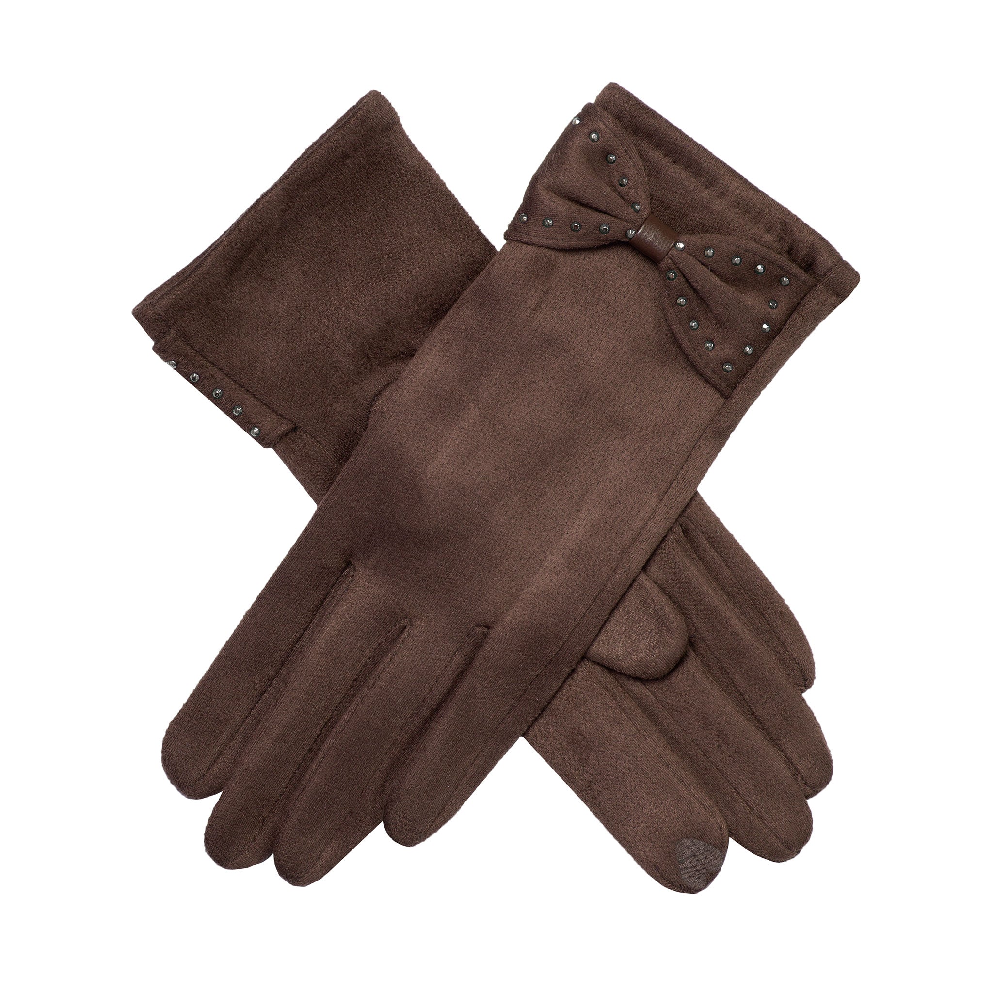 Women's Touchscreen Velour-Lined Faux Suede Gloves