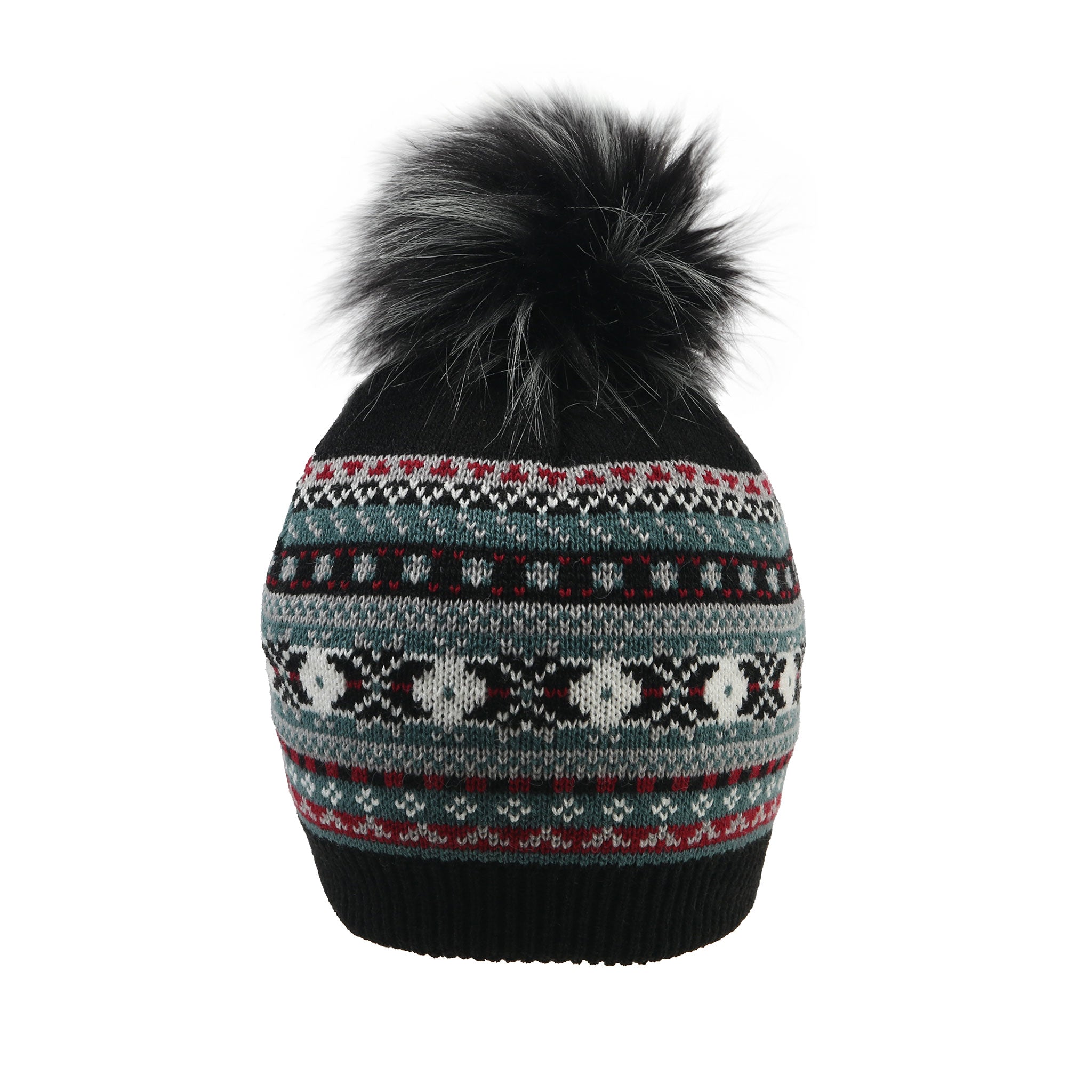 Black orders and White Fair Isle Bobble Knit Wool