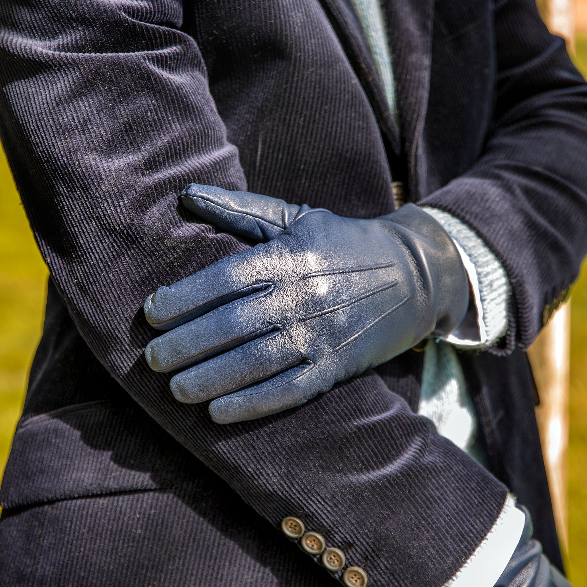 Mens black leather gloves cashmere lined on sale