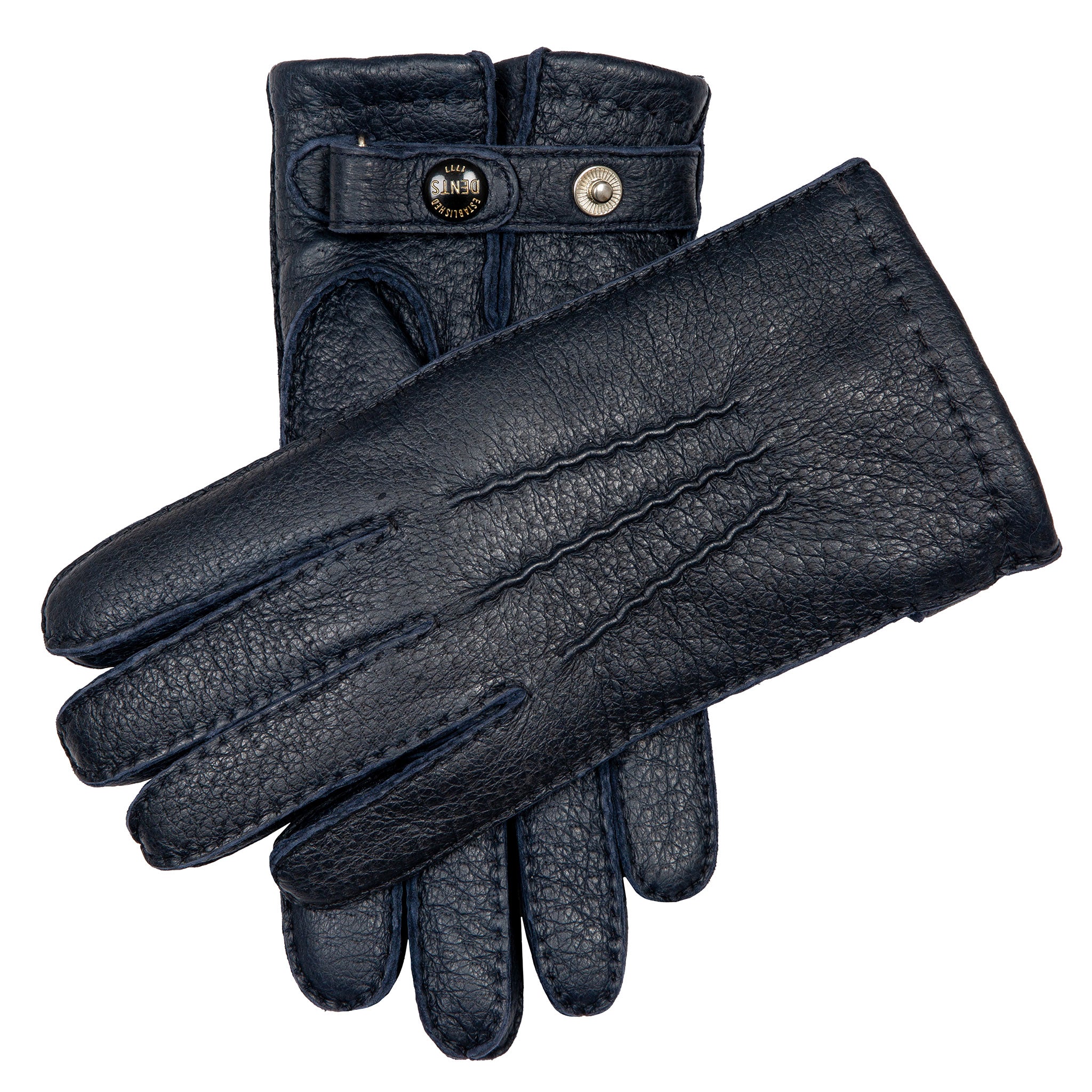 Men s Heritage Handsewn Three Point Fur Lined Peccary Leather Gloves Dents