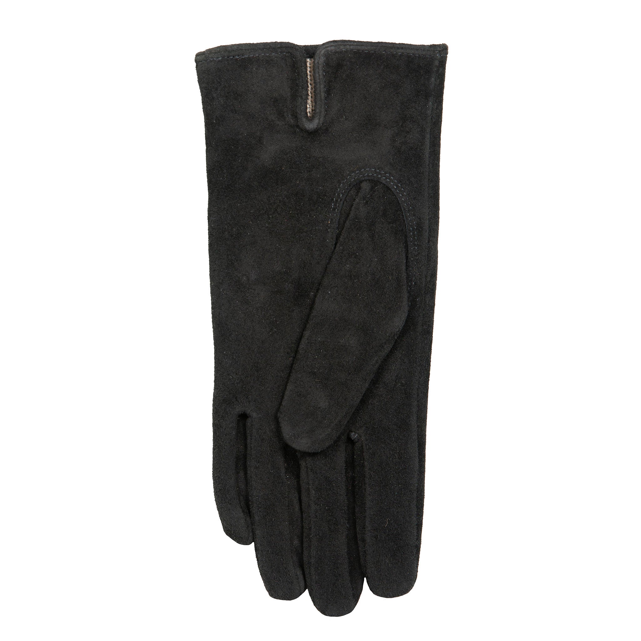 Black suede gloves top lined silk for women size 7