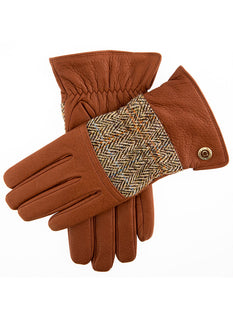 Men's Cashmere Lined Harris Tweed & Deerskin Leather Gloves | Dents