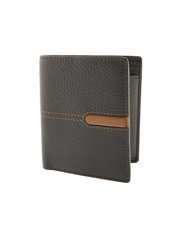 Men's Pebble Grain Leather Bifold Wallet with RFID Blocking and