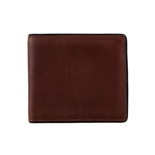 Mens brown leather 2024 wallet with coin pocket