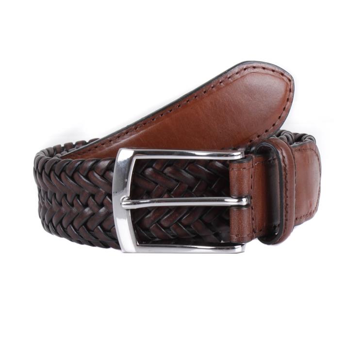 Size Small Checkered Brown Hand-Tooled Leather Belt with A Braided Edge Men's Belt, Woman's Belt New with Tags